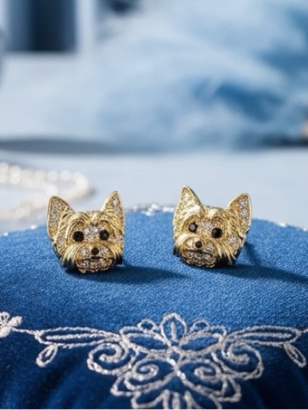 Iced Out Yorkie Yorkshire Terrier Stud Earrings Dog Mom Glam Coquette Girly Chic